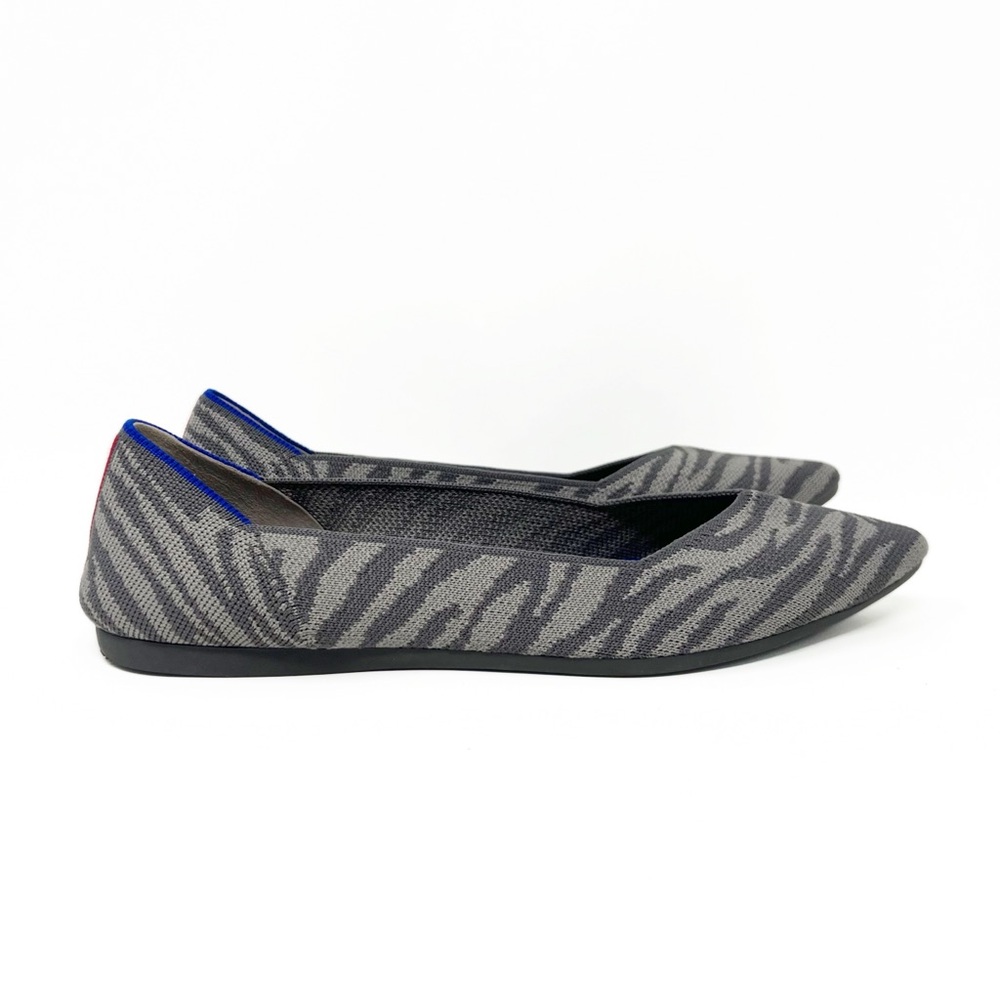 SOLD! Rothy's Retired The Point Grey Zebra Shoes Slip On Ballet Flats Womens 9.5 - Picture 5 of 13